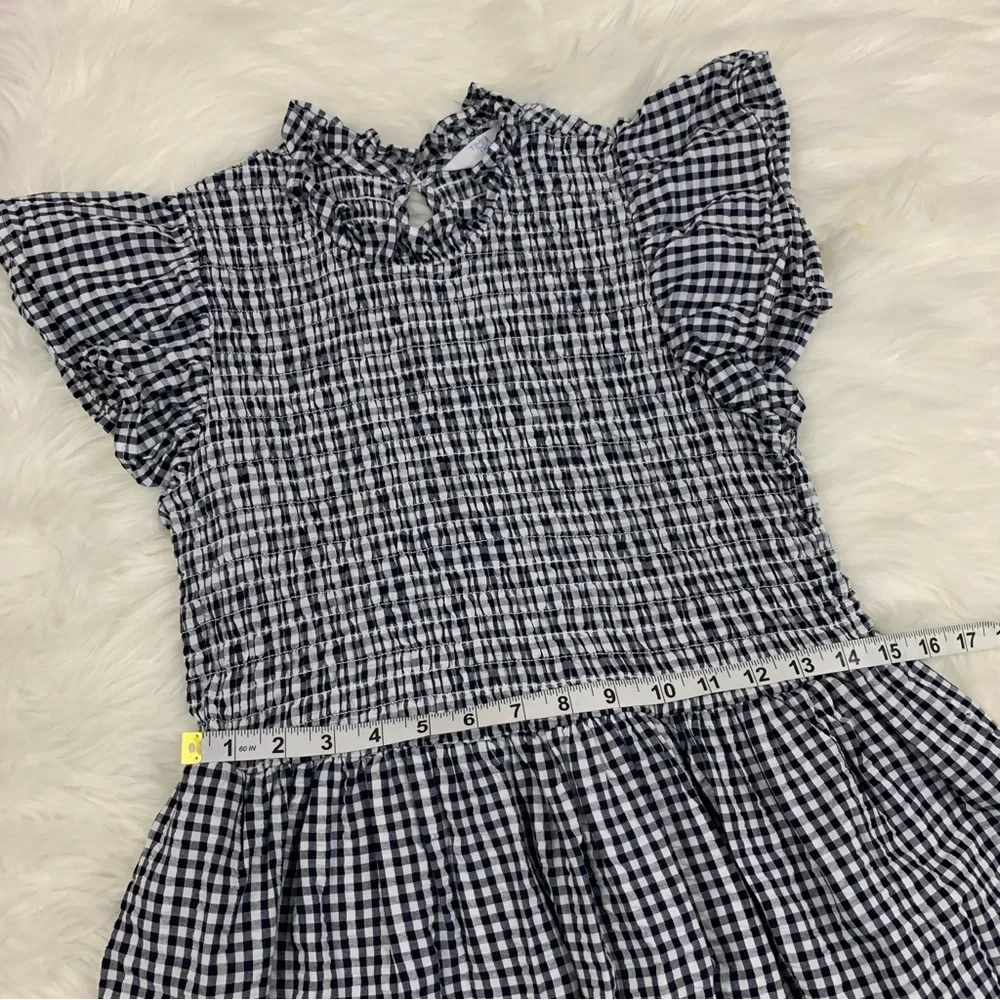Time and Tru Black and White Plaid Smocked Ruffle Dress - Picture 13 of 15